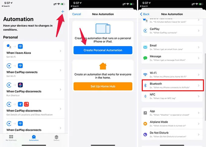 Create Bluetooth Automation on iPhone Shortcuts App
