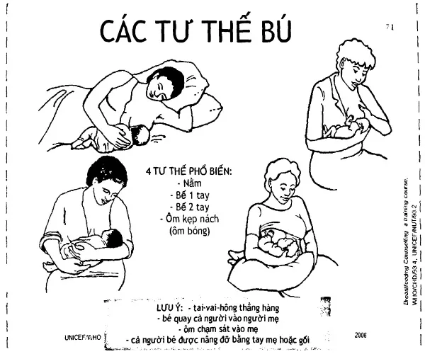 tư thế bú mẹ đúng cách cho trẻ sơ sinh