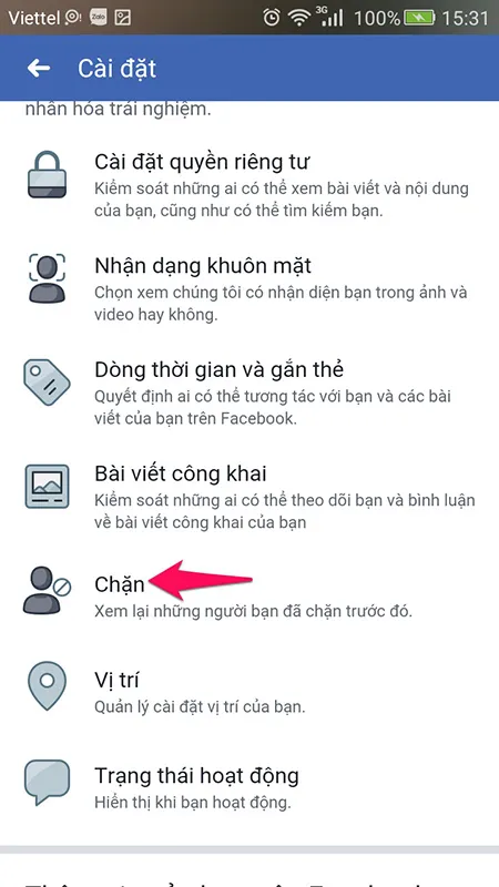 Bỏ chặn Facebook bằng điện thoại