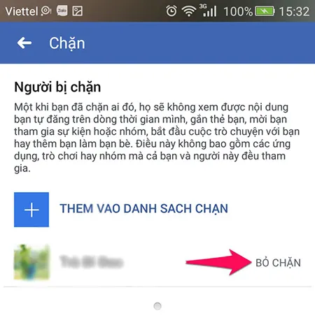 Bỏ chặn Facebook bằng điện thoại