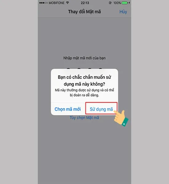 Xác nhận lại việc sử dụng mật mã mới