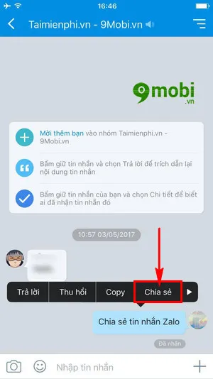 cach chia se tin nhan tren zalo tinh nang chia se 4