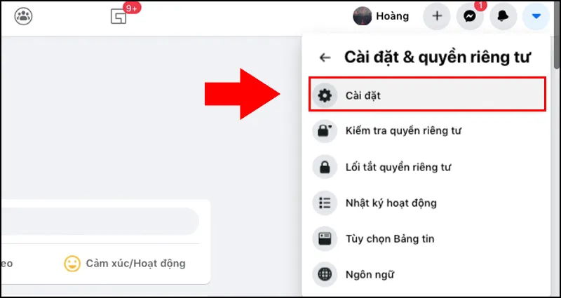 Bạn chọn Cài đặt