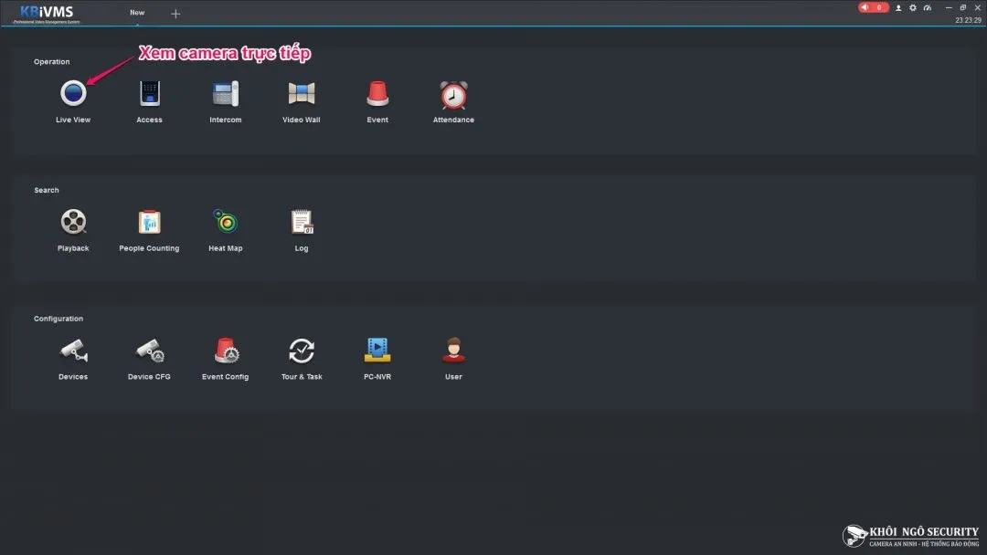 Cách xem camera trực tiếp live view camera KBVision trên phần mềm KBiVMS