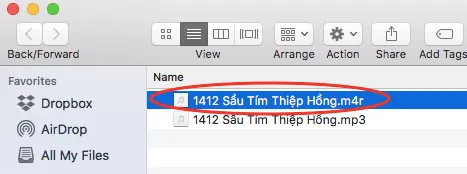 Hình 13: Đã đổi phần mở rộng tập tin thành .m4r thành công