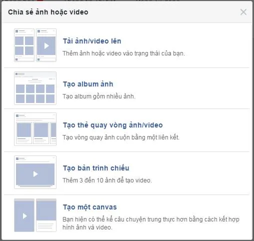 Tạo Album ảnh để bắt đầu quá trình đăng Video và hình ảnh cùng lúc nên Fanpage