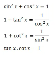 Các hằng đẳng thức lượng giác cơ bản.