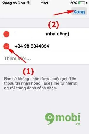 xoa danh sach chan tren iphone