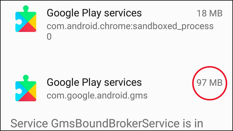 Có thể dịch vụ Google Play đã chiếm quá nhiều dung lượng bộ nhớ