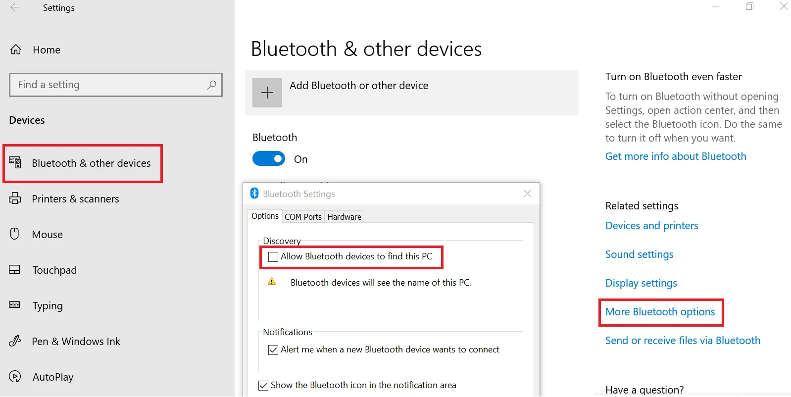 Bật Bluetooth trong Windows 10