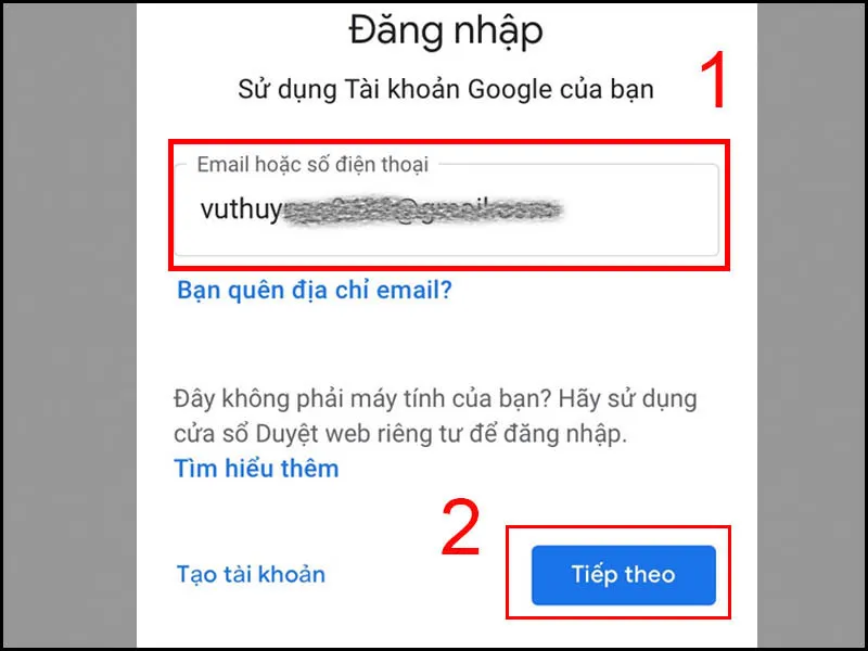 Truy cập tài khoản Google tại trình duyệt hoặc máy tính