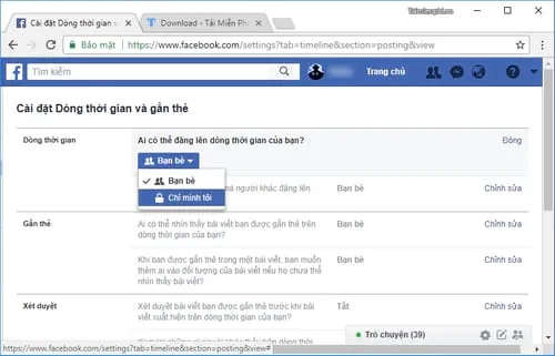 chan nguoi khac dang bai len tuong facebook