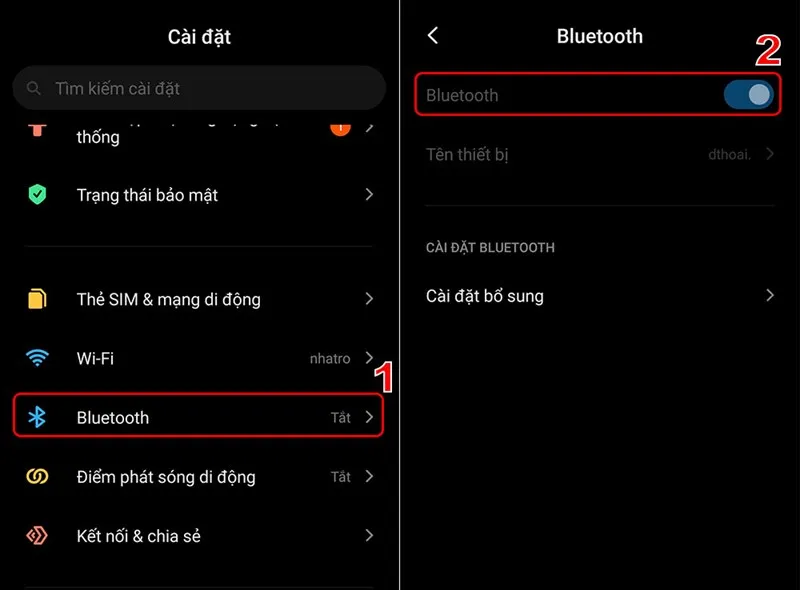 Vào cài đạt, mở Blurtooth.