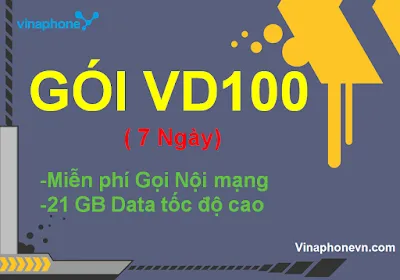 Miễn phí 21Gb data, Gọi không tốn tiền khi đăng ký gói VD100 của Vinaphone