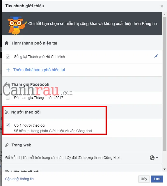 hiển thị số người theo dõi facebook trên trang cá nhân hình 2