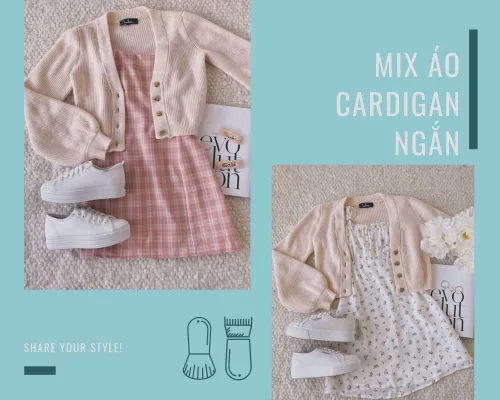 Kết hợp áo cardigan mỏng bên ngoài váy liền