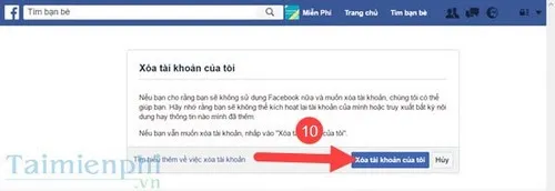 xoa tai khoan facebook tren may tinh