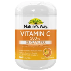 Viên nhai bổ sung vitamin C Natures Way Sugarless Vitamin C 500mg 300 viên không đường của Úc