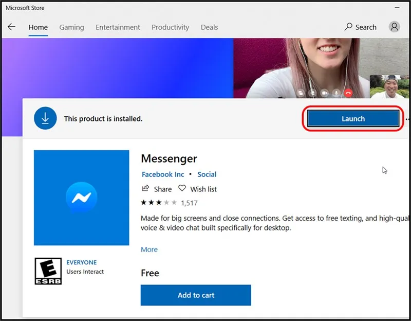 Cuối cùng bấm Launch để mở ứng dụng Messenger