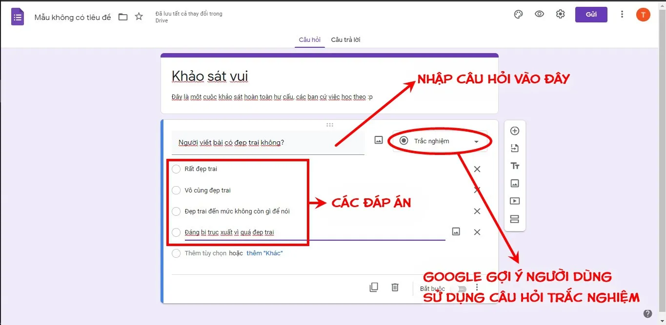 Google Forms có rất nhiều dạng khảo sát để bạn lựa chọn