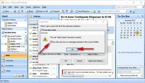 tao rule trong outlook