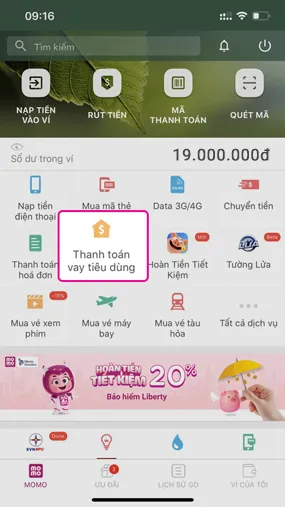 Truy cập ứng dụng MoMo và đăng ký ứng dụng