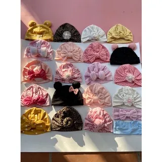 Mũ Turban bé gái chất coton hàn mềm mịn