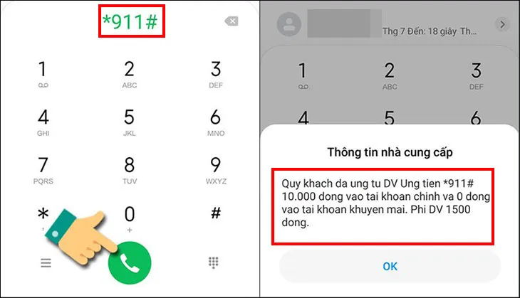 Ứng tiền qua 911