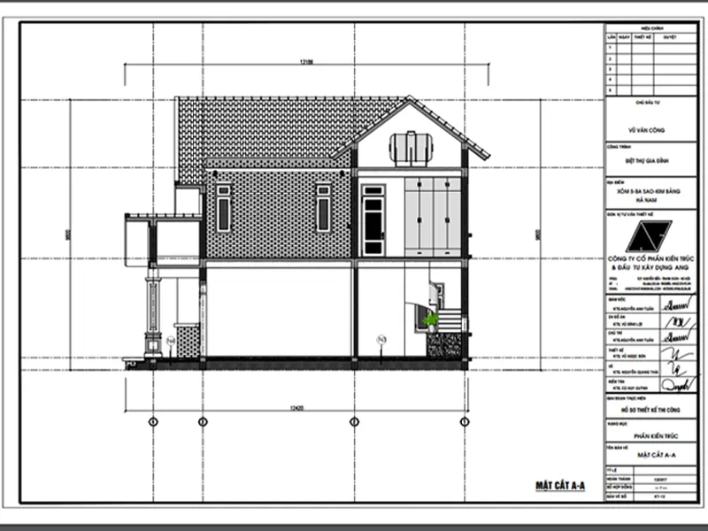 Cách đọc bản vẽ thiết kế nhà đối với mặt cắt A-A