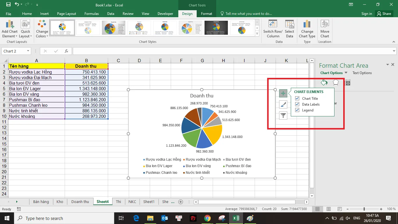 Cách vẽ đồ thị tròn trong Excel 18