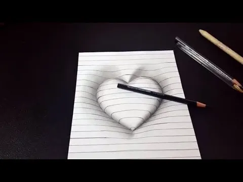 Vẽ trái tim 3D nổi trên mặt giấy bằng bút chì - nhạc ru ngủ