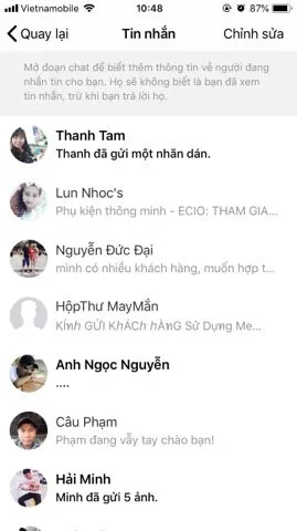 Meo xem tin nhan an trong facebok messenger tren dien thoai