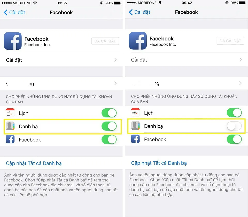 Hướng dẫn xóa danh bạ Facebook trên iPhone