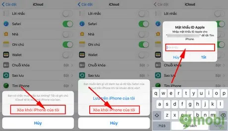 xoa tai khoan icloud tren iPhone