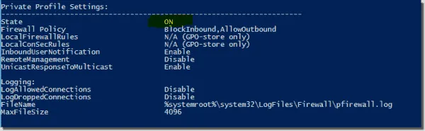 Remote computer firewall status