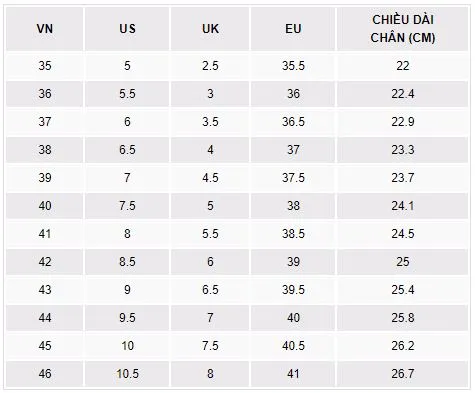 bảng size giày mcqueen