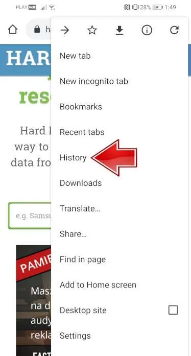XIAOMI Redmi Note 7 Clear browsing data