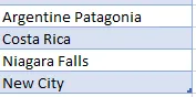 Table in Excel after adding a new value.