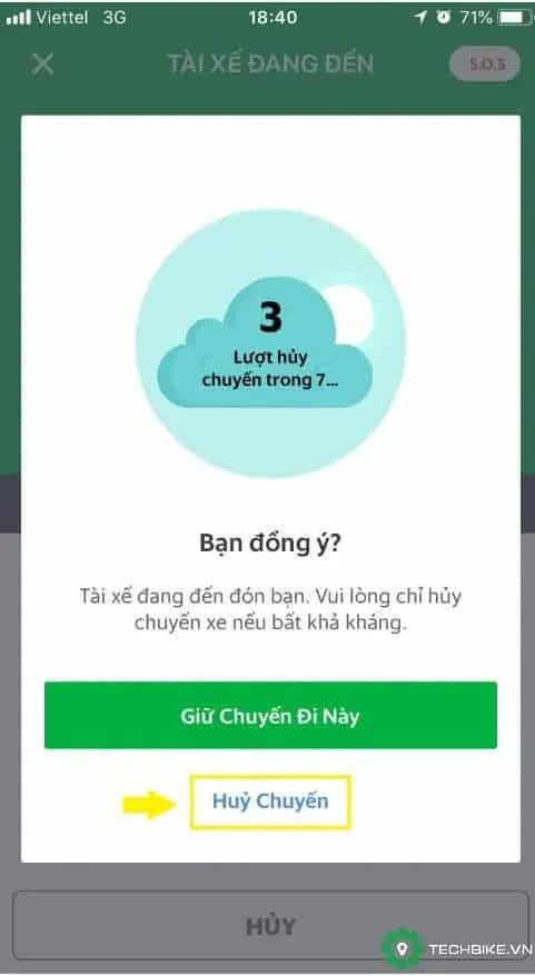 Hướng dẫn huỷ chuyến xe Grab