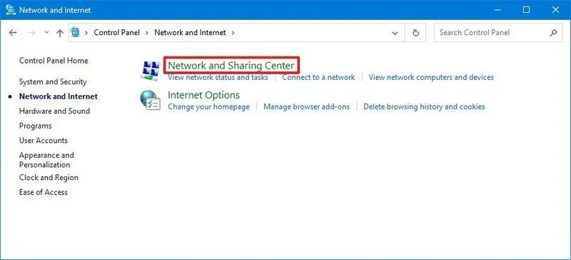 Network and Sharing Center