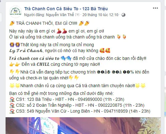 mẫu content đồ ăn - Trà chanh