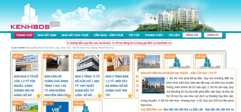 Trang web đăng tin mua bán nhà đất Kenhbds.vn