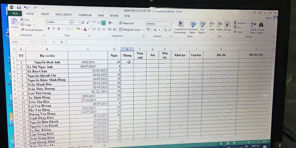 Cách lọc năm sinh trong Excel