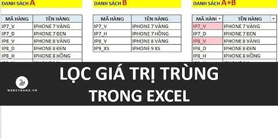 Lọc danh sách trong Excel