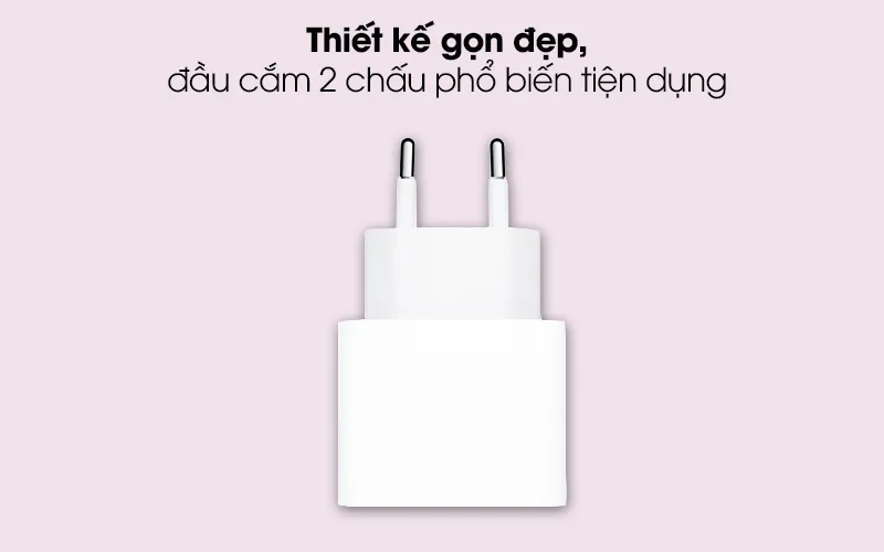 Adapter Sạc Type C 20W dùng cho iPhone/iPad Apple MHJE3 Trắng - Thiết kế gọn đẹp