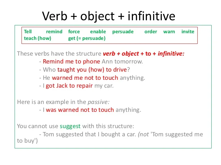 V + O + to V: Động từ đi kèm tân ngữ và động từ nguyên thể