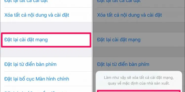 Đặt lại mạng trên iPhone cực đơn giản