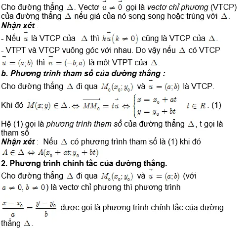 Phương trình tham số của đường thẳng 