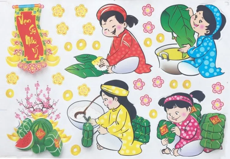 tranh dán tường ngày tết